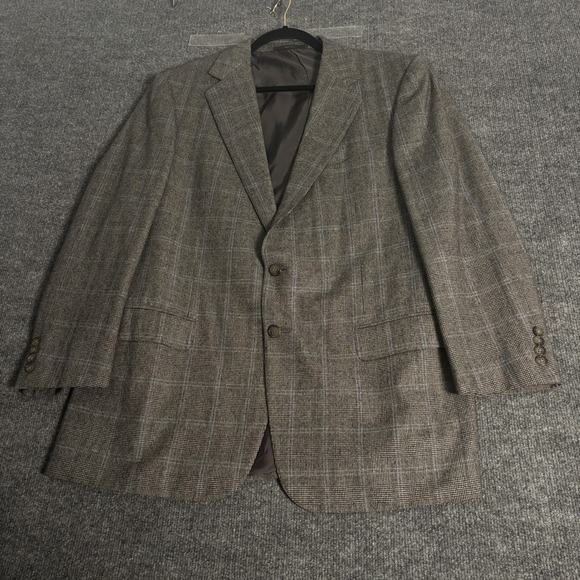 Ermenegildo Zegna Sport Coat‎ Mens 42R Gray Glen Plaid Wool Cashmere 2 Button - Picture 2 of 16